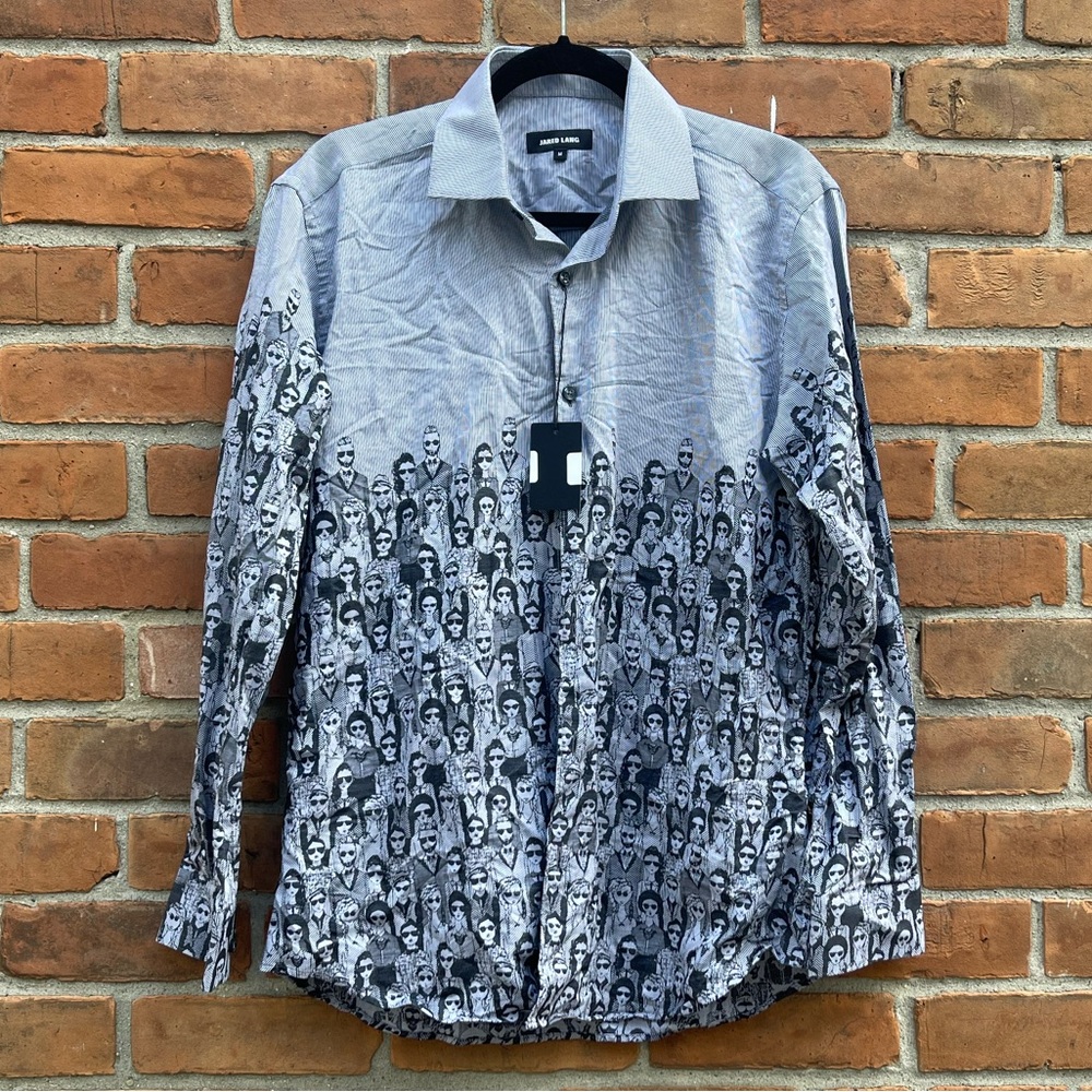 NWT Jared Lang Gray People Button Down Shirt